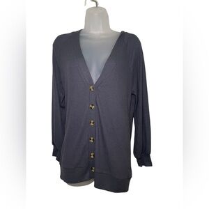 Chaser New Slate Blue Ribbed Cardigan Size Medium